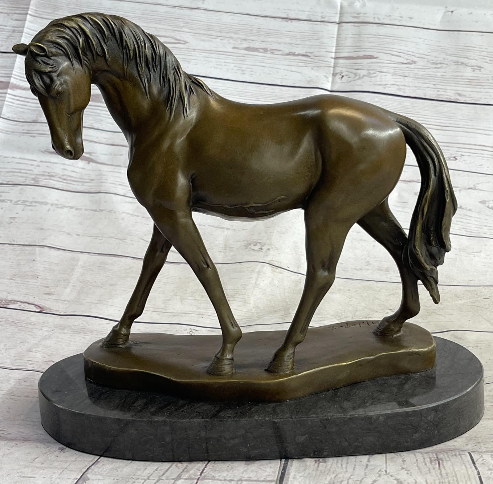 EUROPEAN BRONZE EUROPEAN BRONZE Handcrafted Bronze Sculpture Sale Base Marble Horse Arabian Lost Wax Art Handmade Gift Home Bronze Statue