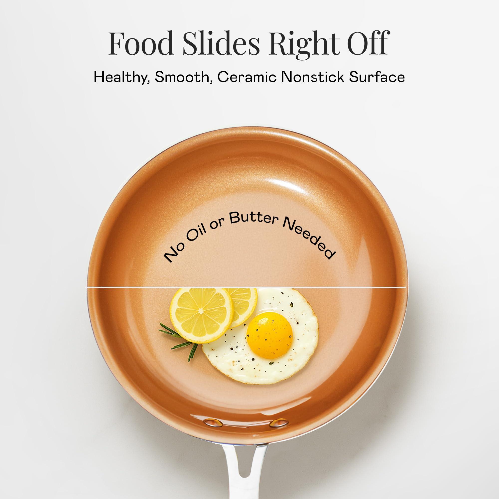 GOTHAM STEEL Gotham Steel 9.5 Inch Non Stick Frying Pans, Frying Pans Nonstick Skillet, Healthy and Non Toxic Ceramic Pan for Cooking, Nonstick Frying Pan, Oven Safe Skillet, Dishwasher Safe - Copper