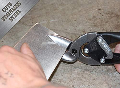 Midwest Snips MIDWEST Special Hardness Aviation Snip - Left Cut Offset Stainless Steel Cutting Shears with Forged Blade & KUSH\'N-POWER Comfort Grips - MWT-SS6510L