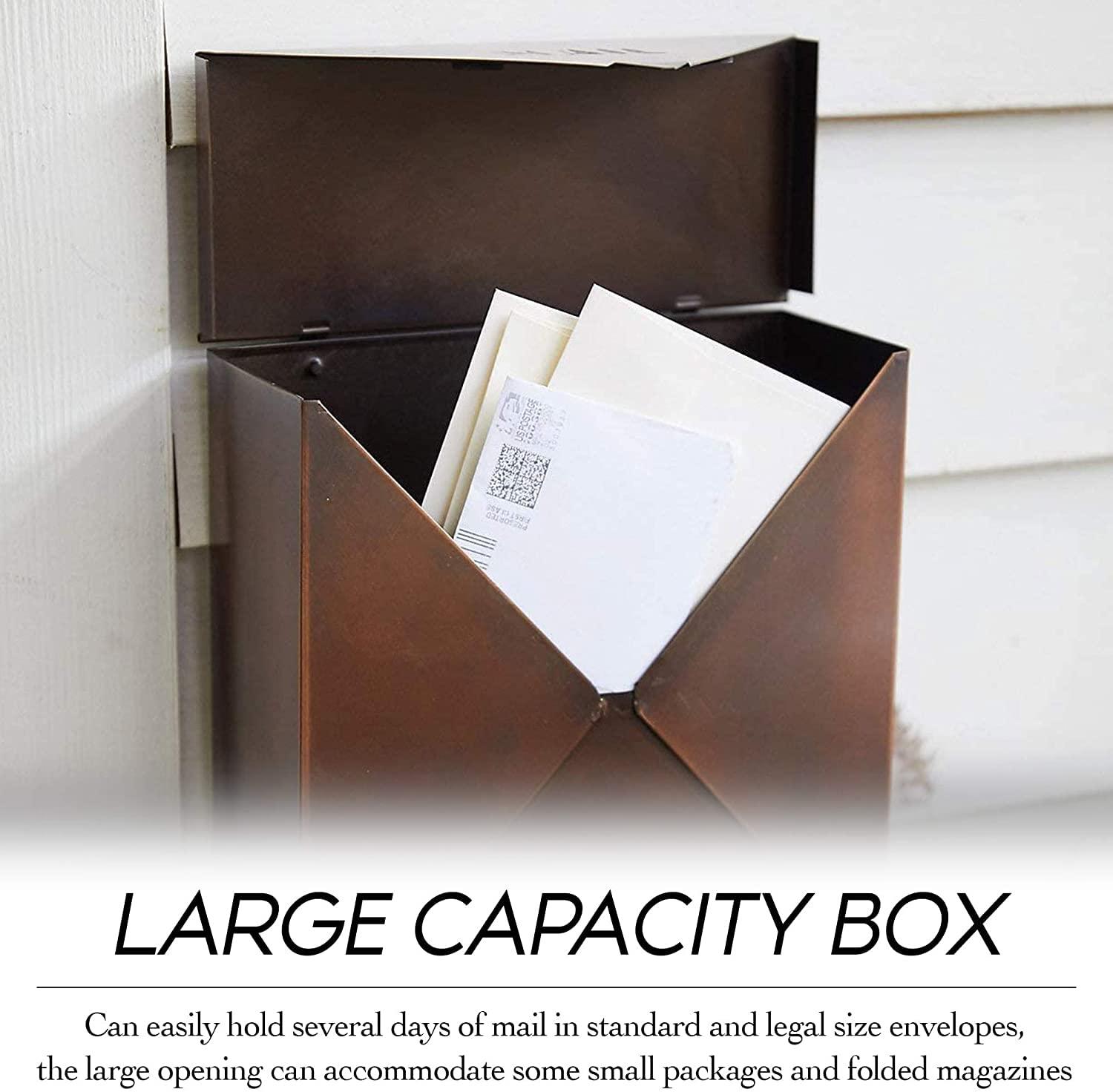 NACH NACH Mailboxes for Outside Wall Mount, 10 x 10 x 4 inch Antique Copper Mail Boxes for House Outside, Waterproof Mailboxes for Outside - Chicago Style Mail Box