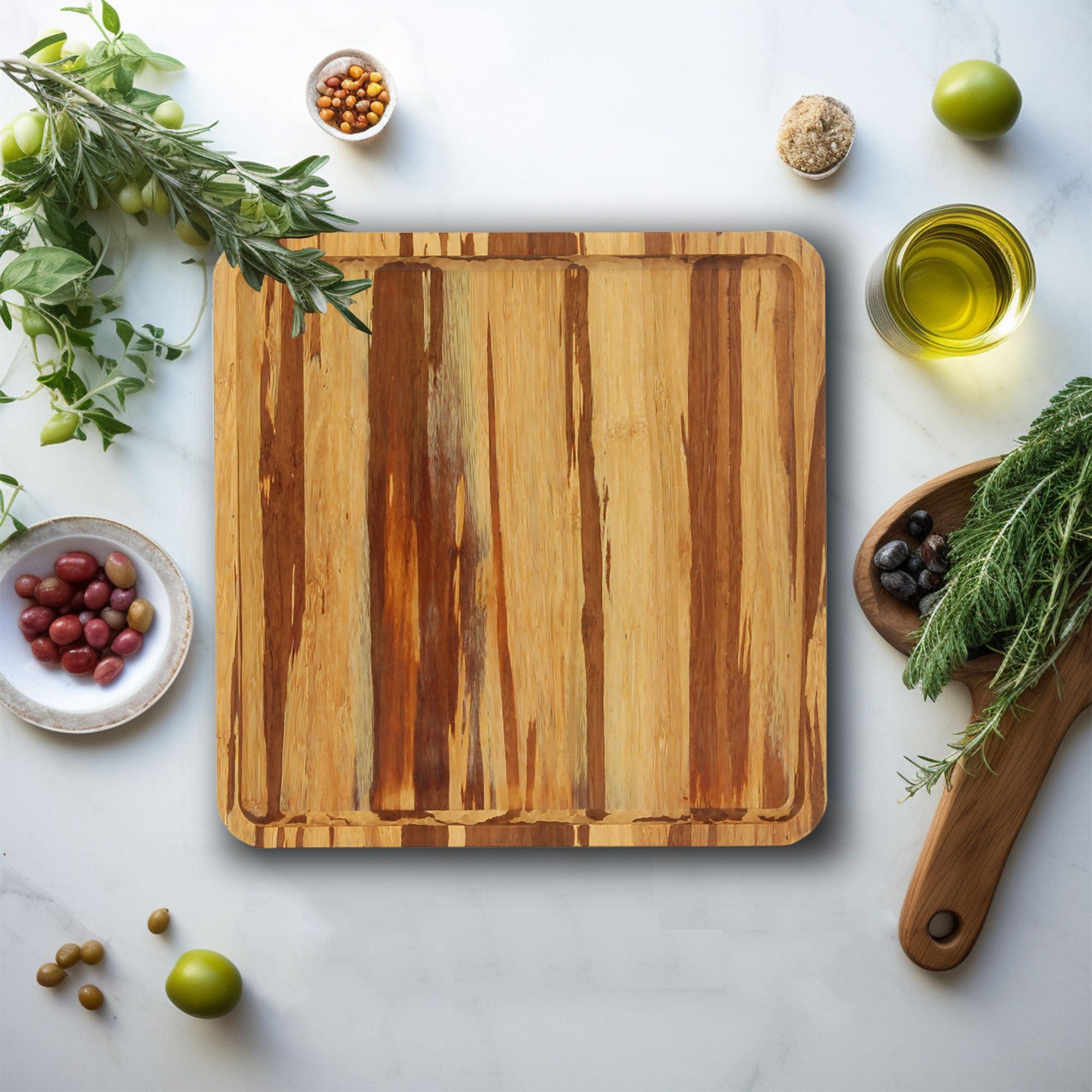 BambooMN BambooMN Rectangular Nested Bamboo Serving Tray - Tiger Stripe - 9 x 9 x 0.75-10 Trays