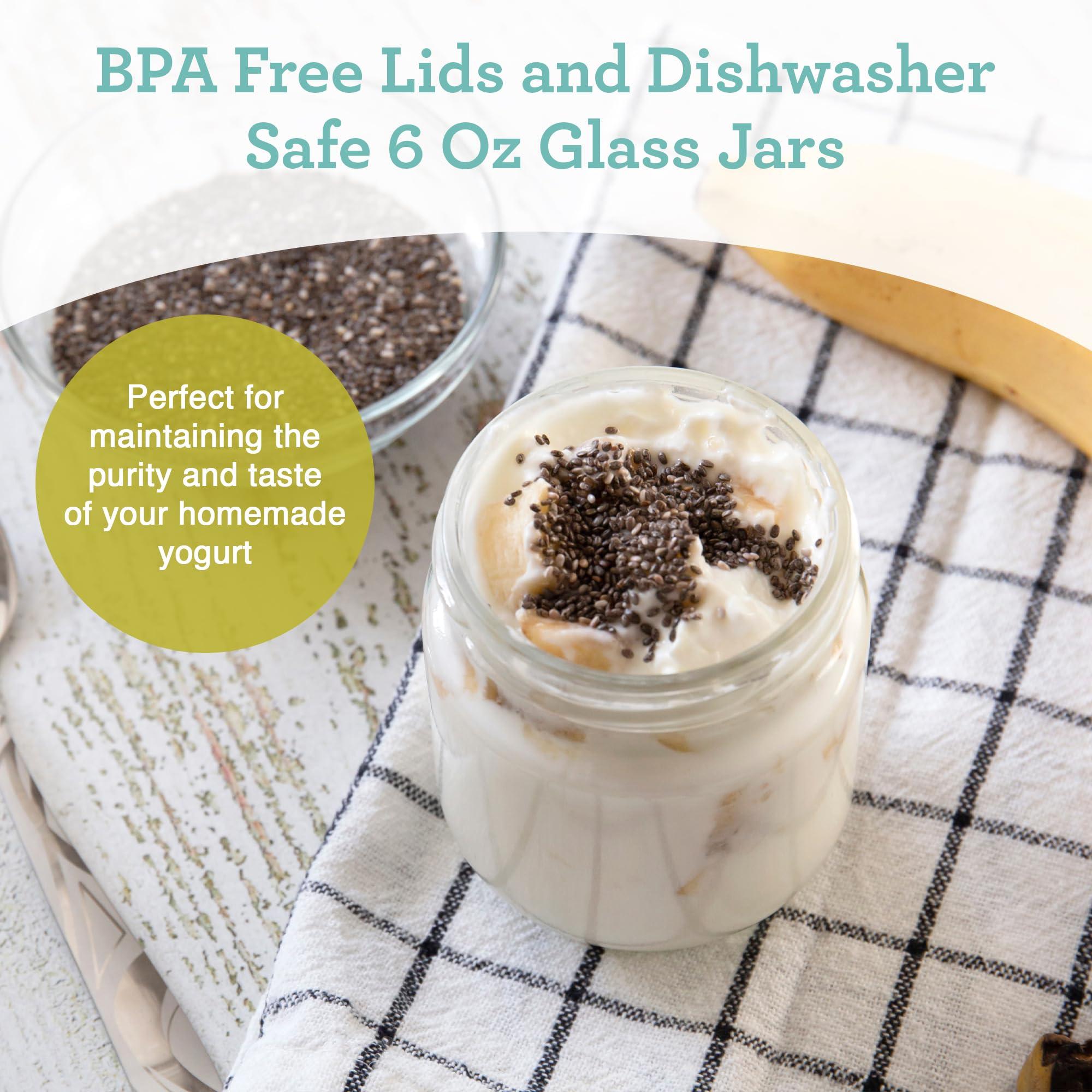 Euro Cuisine Euro Cuisine GY1920 Glass Jars with Lids for Yogurt Maker, Clear, 6 Ounce, Set of 8 6oz Glass Jars for Yogurt, Parfaits, Clear Yogurt Containers