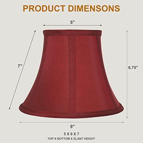 Urbanest Urbanest Set of 2 Softback Bell Lampshade, Faux Silk, 5-inch by 9-inch by 7-inch, Burgundy, Spider-Fitter