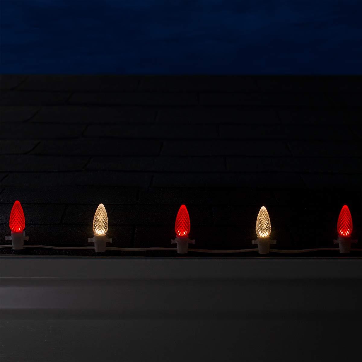 Wintergreen Lighting Wintergreen Lighting C9 OptiCore LED Commercial Outdoor Christmas Lights Heavy Duty Christmas String Lights; Wedding Christmas Lights; White Wire (50 Lights, 50 Ft, Red/Warm White)