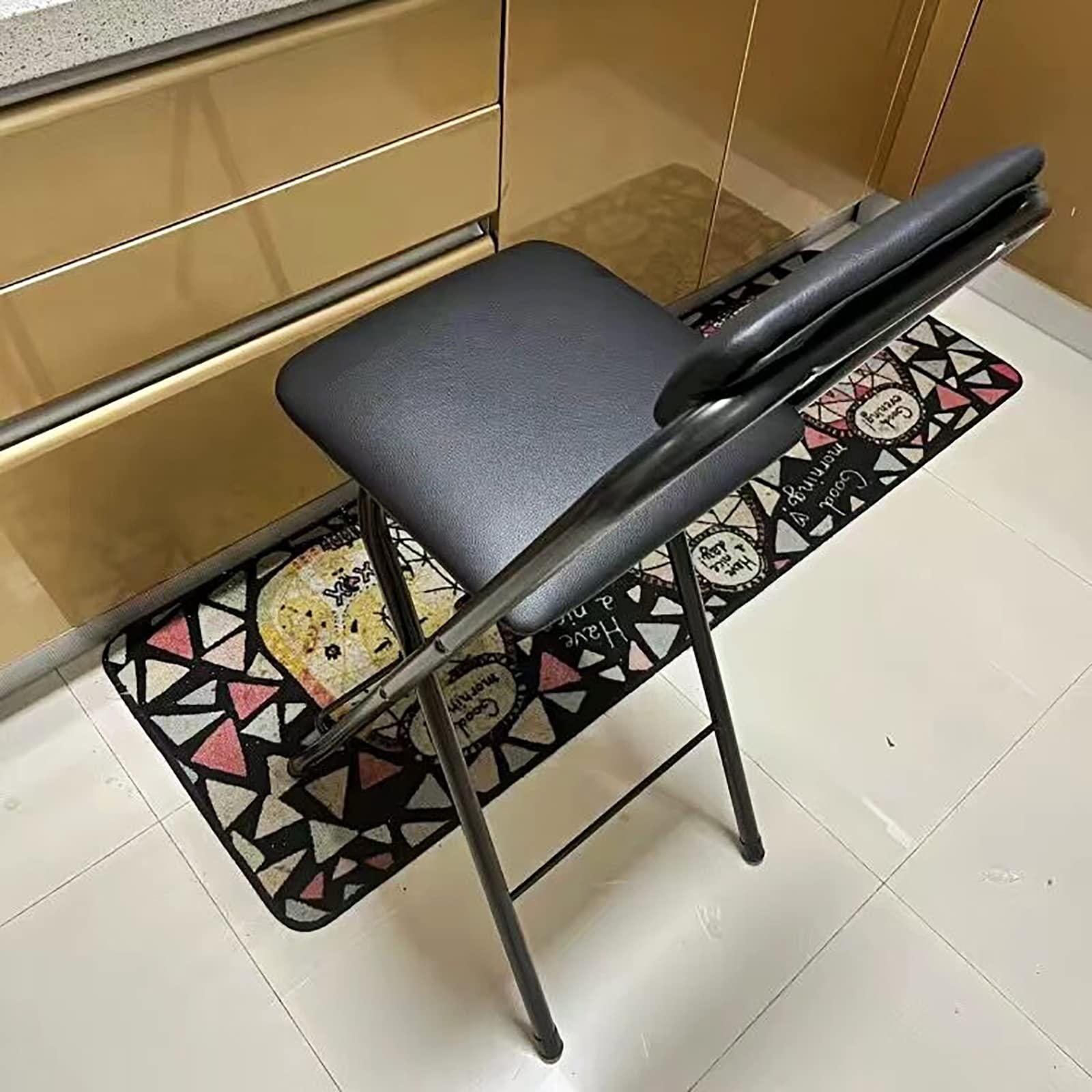 DDB Folding Stool Padded Counter Height Bar Stool,Collapsible Bar Chairs with Backrest & Footrest,Folded Tall Bar Stools for kitchen Gameroom,1 PC