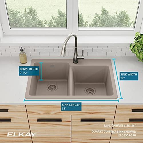 Elkay Elkay Quartz Classic ELG250RGR0 Greige Offset Double Bowl Top Mount Sink