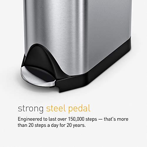 simplehuman simplehuman 40 Liter / 10.6 Gallon Dual Compartment Butterfly Lid Kitchen Recycling Step Trash Can, Brushed Stainless Steel