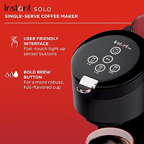 Instant Instant Solo Single Serve Coffee Maker, From the Makers of Pot, K-Cup Pod Compatible Brewer, Includes Reusable & Bold Setting, Brew 8 to 12oz., 40oz. Water Reservoir, Black