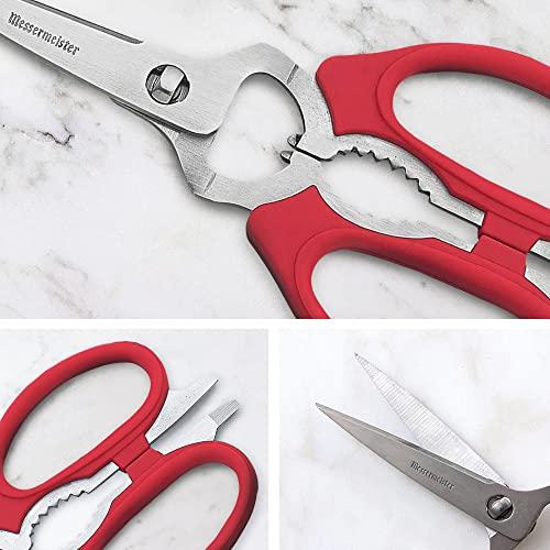 Messermeister Messermeister 8-Inch Take-Apart Kitchen Scissors, Red - Includes Screwdriver, Nut Cracker, Jar Lid Opener/Gripper, Bottle Opener & Bone + Twig Cutter - Suitable for Lefties & Righties