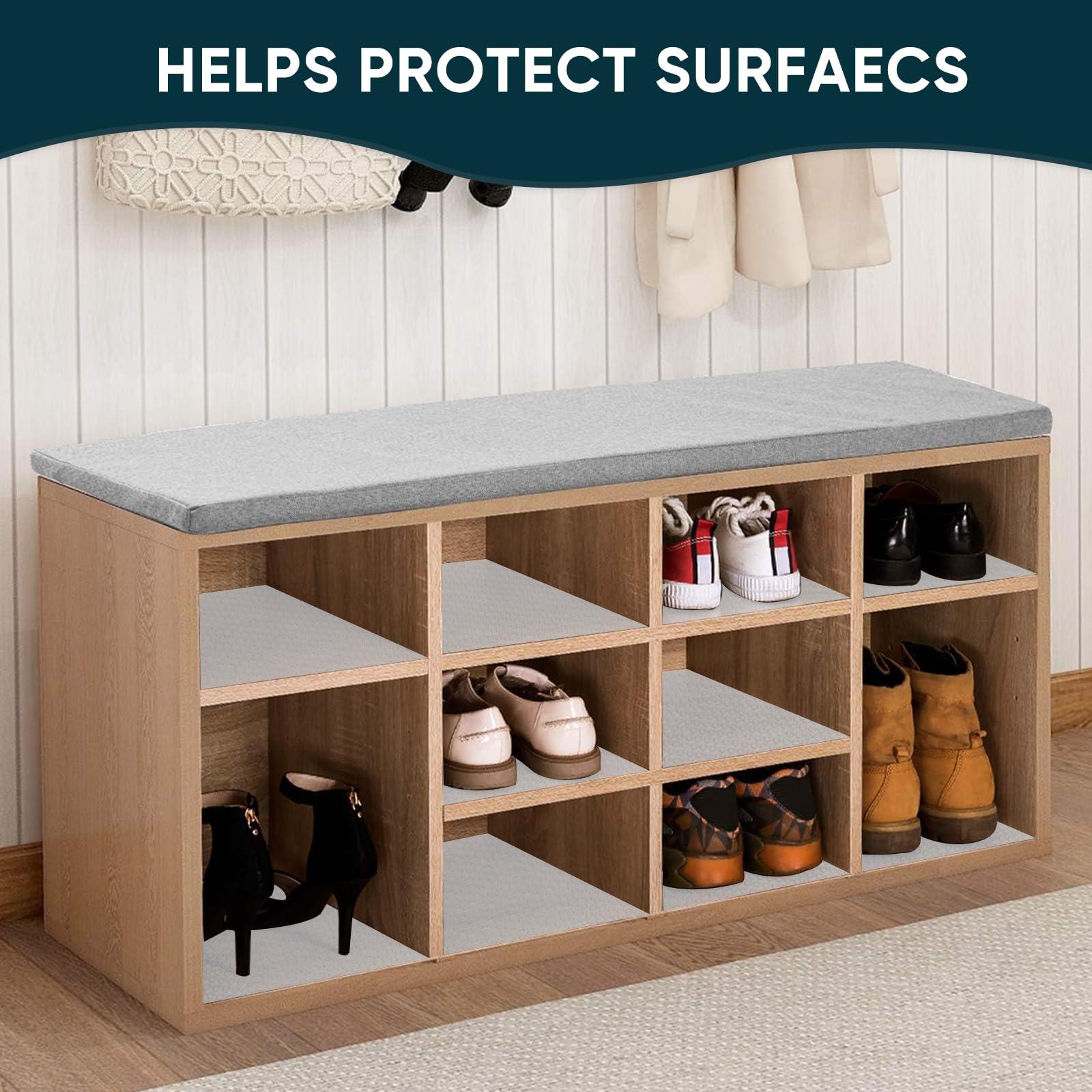 KIAIEIU Shelf Liners for Kitchen Cabinets Non-Adhesive & Washable,Non Slip Cabinet Liners for Shelves Waterproof & Oil Proof,Clear Plastic Drawer Liner,Easy to Cut & Food-Grade EVA 17.5\'\' x 10\' CT-1710