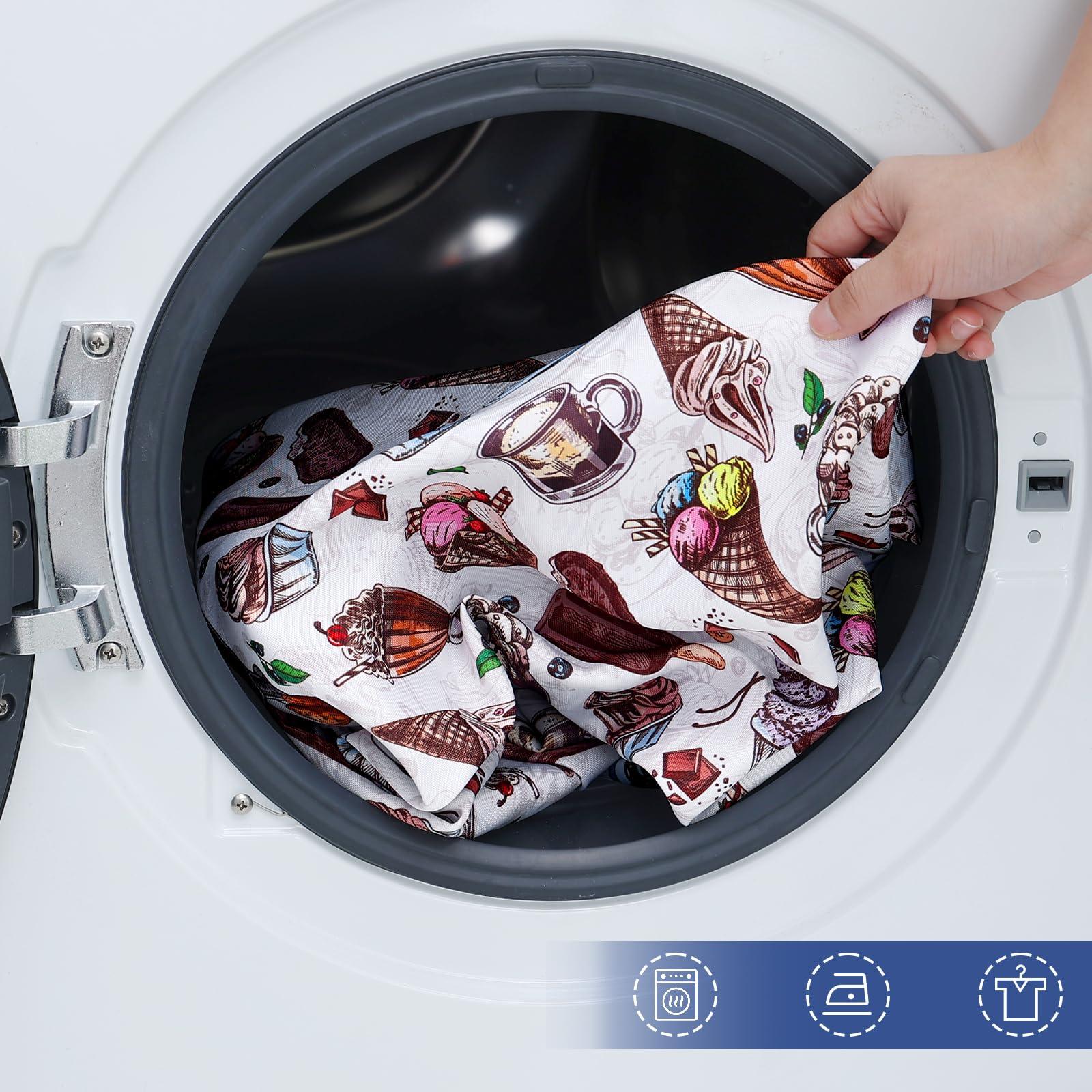 homing homing Rectangle Printed Fabric Tablecloth, Elastic Fitted Table Cloth for 6 Foot Table, Washable Polyester Table Cover for Outdoor, Picnic, Camping and Indoor, (Ice Cream, 30\" x 72\")