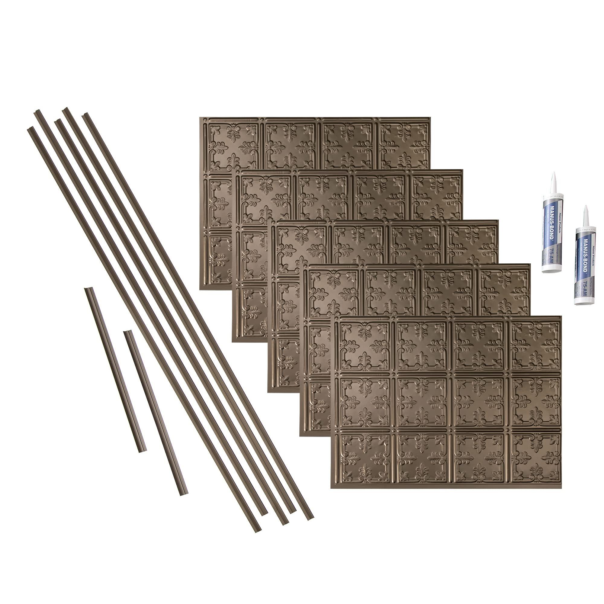 FASDE FASDE Traditional Style/Pattern 10 Decorative Vinyl Backsplash 15 sq ft Kit in Argent Bronze