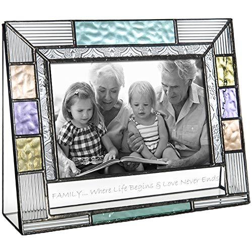 J Devlin Glass Art J Devlin Pic 391-46H EP591 Personalized Picture Frame for Family Photos Colorful Stained Glass Engraved 4 x 6 Horizontal Photo