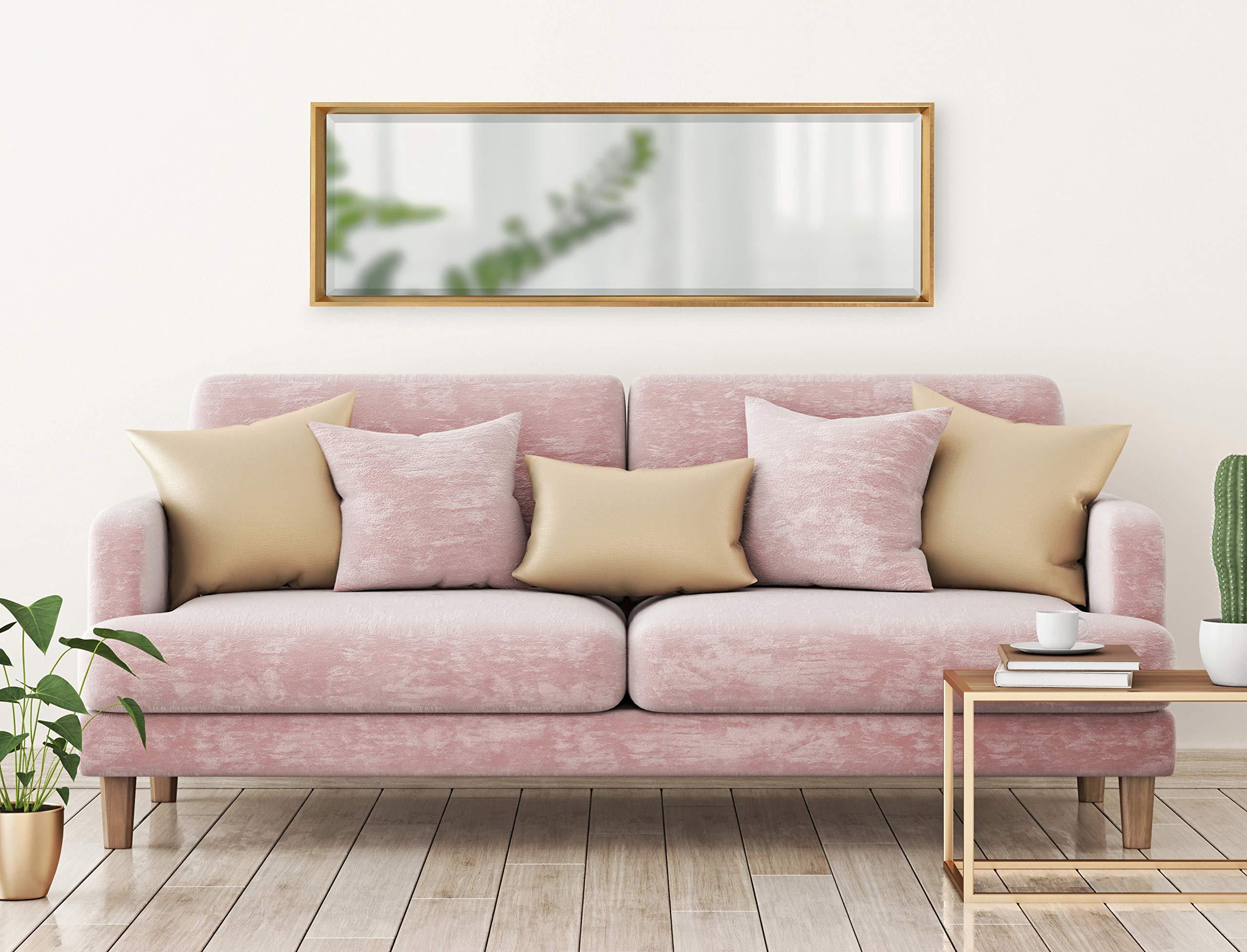 Kate and Laurel Kate and Laurel Calter Modern Framed Full Length Beveled Wall Mirror, 17.5x49.5 Gold