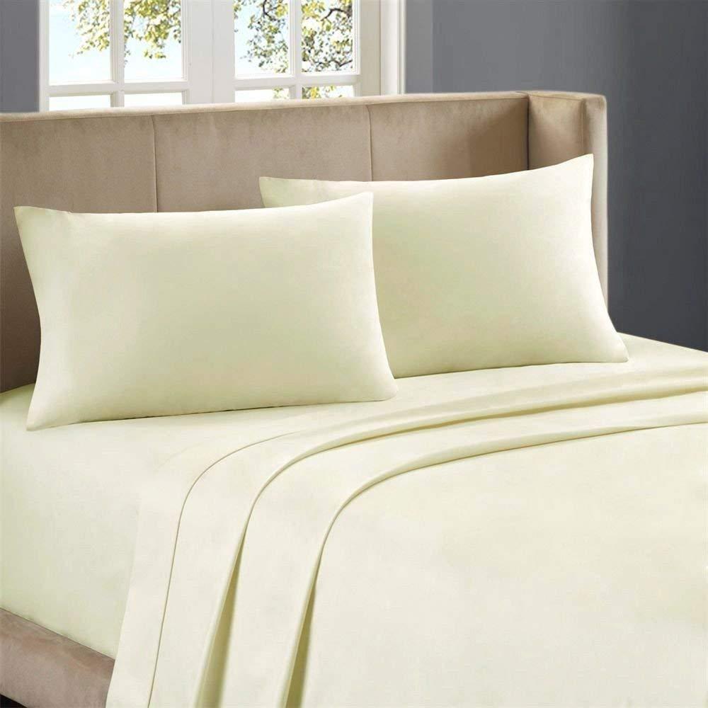 Crown Bedding Crown Bedding Full XL Size Sheet Set Ivory Solid 4 Piece Sheet Set-Luxurious Hotel Bed Sheet-19 Extra Deep Pocket -100% Egyptian Cotton-Easy Fit-Breathable & Cooling Sheets(Full XL/Ivory)