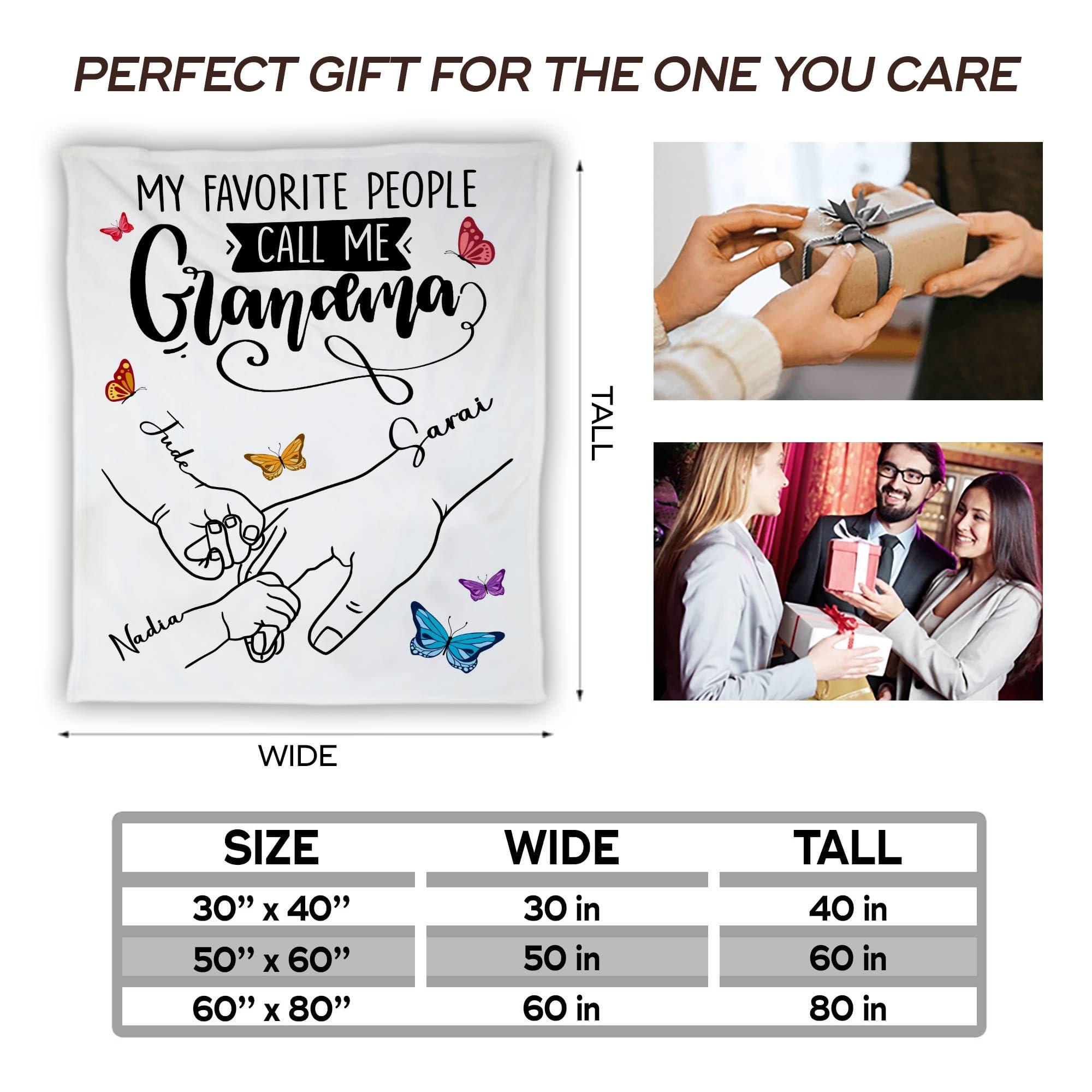 HauzStore Generic Personalized Grandmother Blanket, Customized Blanket for Grandma with Kids Name, Customized Gift for Grandmother, Mothers Day Birthday Blanket Gift, Holding Hand Blanket for Her