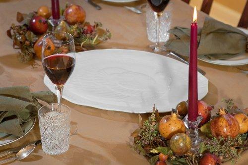 HIC Kitchen HIC Kitchen Turkey Embossed Serving Platter, Fine White Porcelain, Oversized