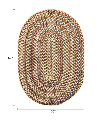 Super Area Rugs Super Area Rugs Roxbury American Made Braided Rug for Indoor Outdoor Spaces, Dk. Taupe/Natural Multi, 3' X 5' Oval