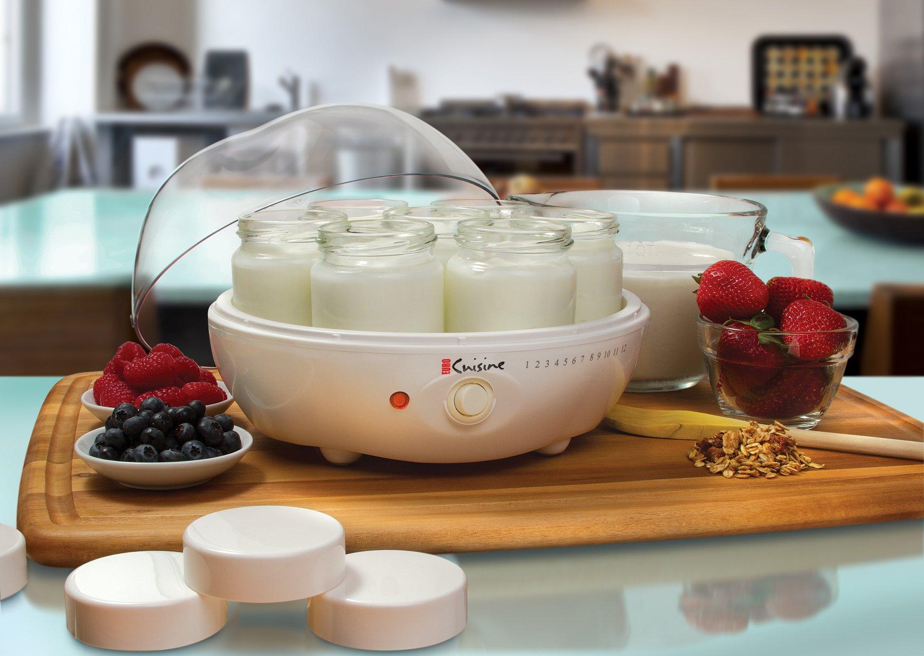 Euro Cuisine Euro Cuisine YM80 Electric Yogurt Maker Machine- Promote Gut Health with Probiotic Rich Homemade Yogurt -Home Yogurt Incubator with Glass Jars, White