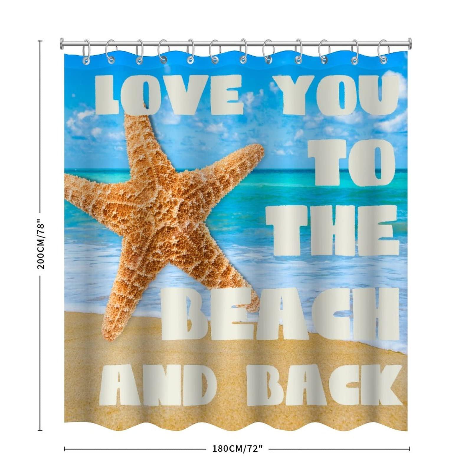 Generic Beach Seashell Shower Curtain for Bathroom Decor 72x78in Ocean Beach Starfish Bathtub Accessories Modern Waterproof Fabric Shower Curtains with Hooks Beach House Decorations