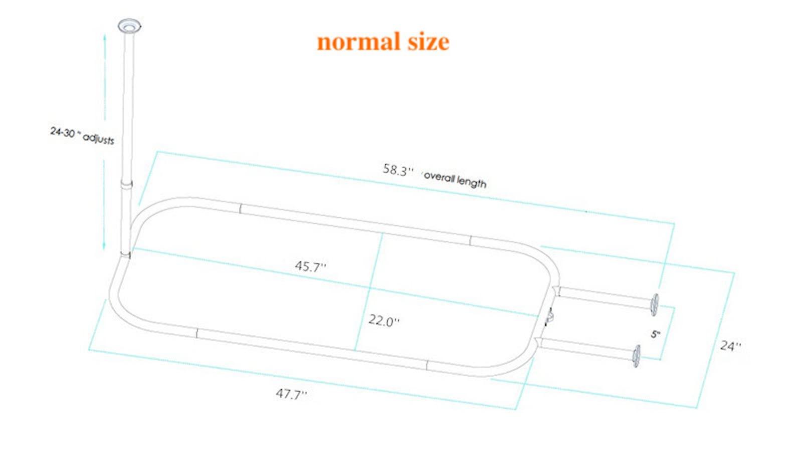 Utopia Alley Utopia Alley Rustproof Aluminum Hoop Shower Rod With Ceiling Support for Clawfoot Tub, 45.7 Inch Size by 22 Inch, Gold + White Shower Curtain 180x70inch