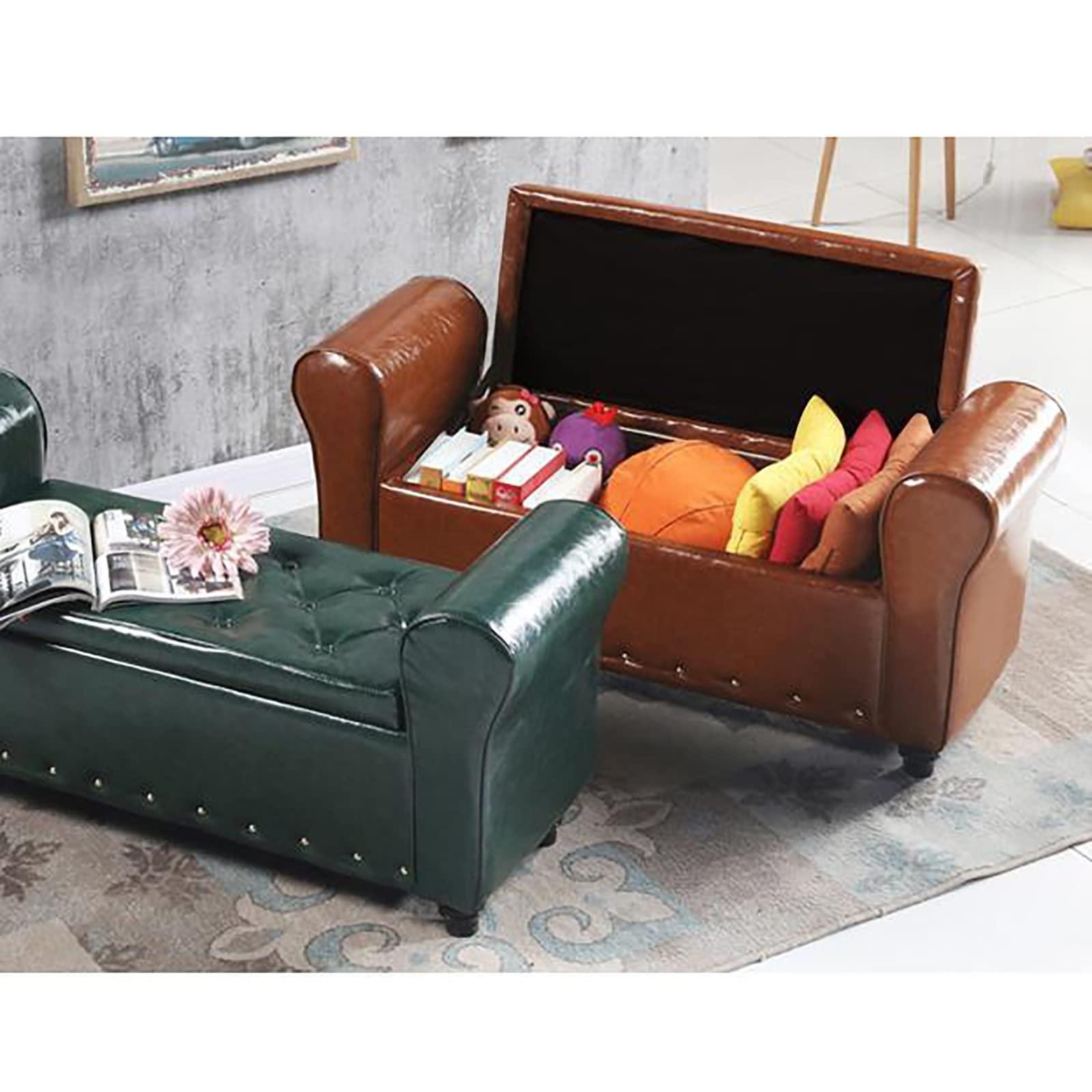 CLSQLXYJZC Ottoman Storage Bench Chest, Faux Leather Padded Seat Storage Ottoman Bench with Flipping Lid, for Fitting Room Clothing Store Bedroom Storage Ottoman Bench ( Color : Color7 , Size : 100*40*40cm )