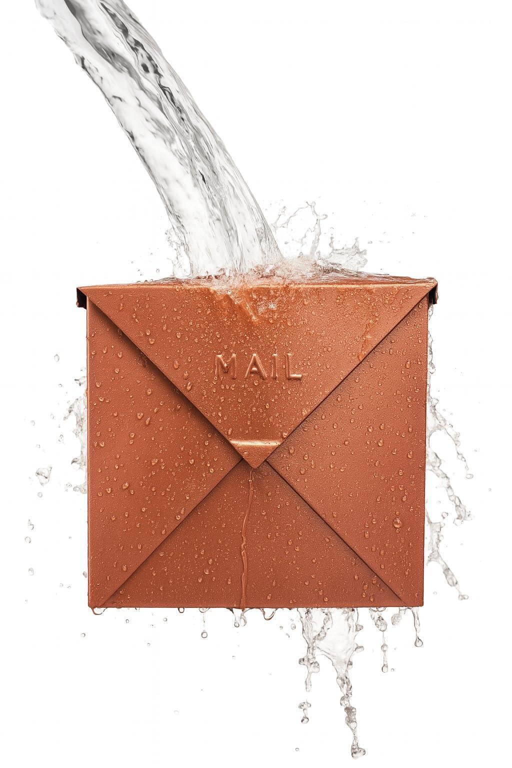 NACH NACH Mailboxes for Outside Wall Mount, 10 x 10 x 4 inch Copper Mail Boxes for House Outside, Waterproof Mailboxes for Outside - Chicago Style Mail Box