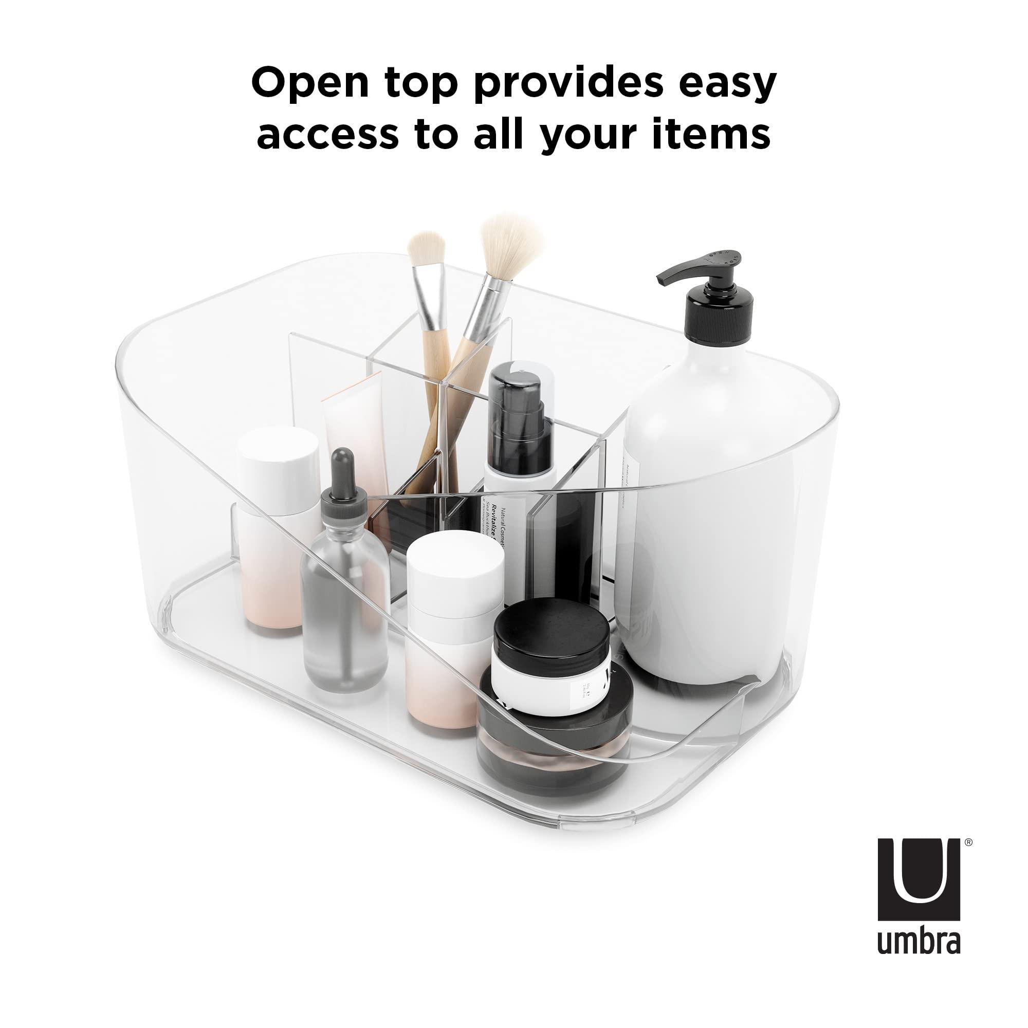 Umbra Umbra Glam Organizer, Countertop Makeup and Cosmetic Multi-Function Storage with Dividers, Clear