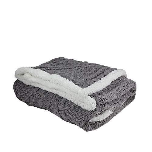 Northlight Northlight Gray and White Cable Knit Plush Throw Blanket 50\" x 60\"