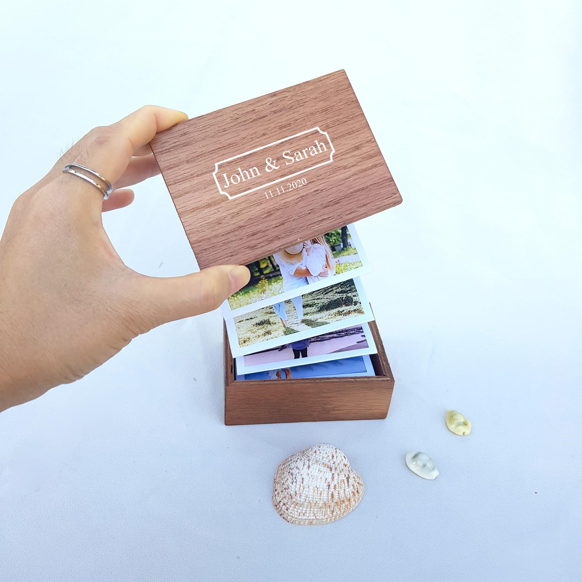 HomeLoft Basics Personalised Pull Out Photo Album Wooden Box, Personalized Text Explosion Gift Box, Wooden Photo Frame, Birthday Gift, Anniversary, Christmas, Wedding U12FR7