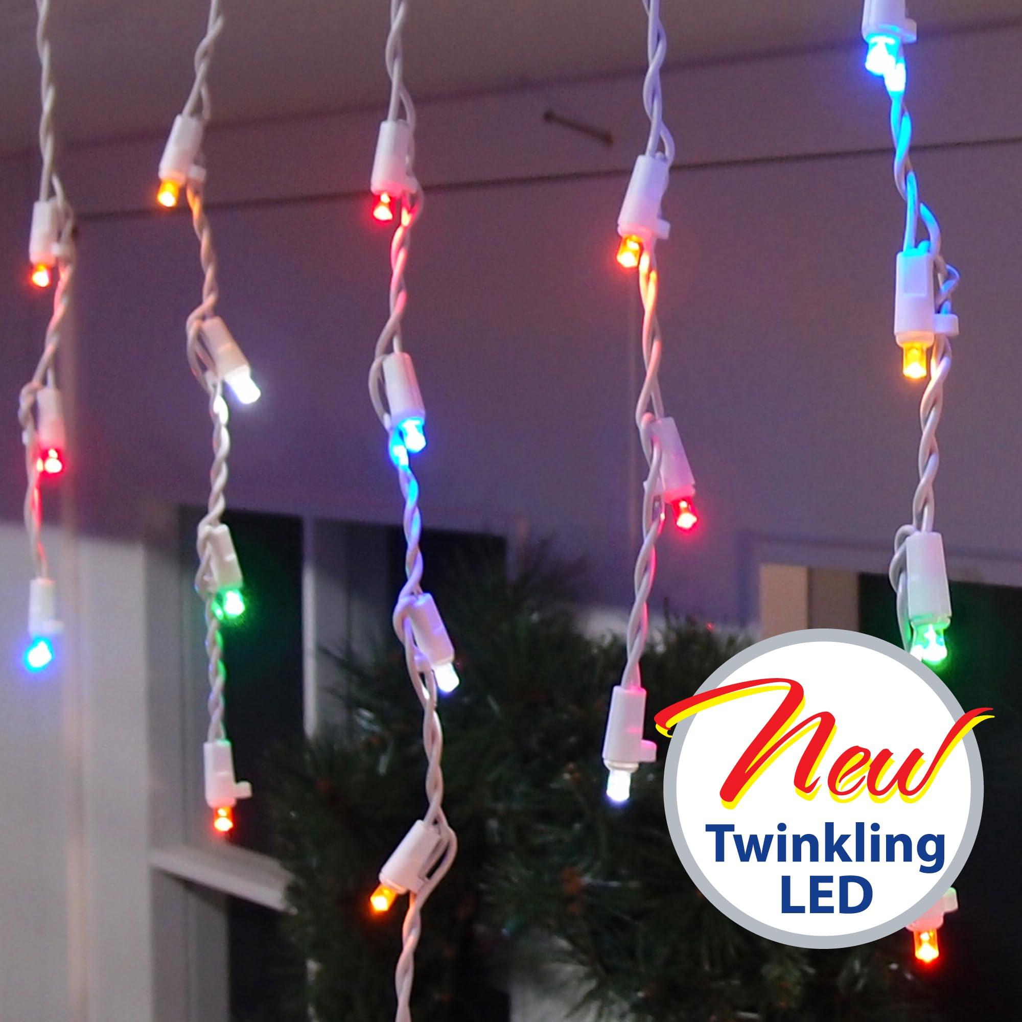 Brite Star Brite Star 60 Lt Twinkling LED Icicle Lights, Blue/Pure White