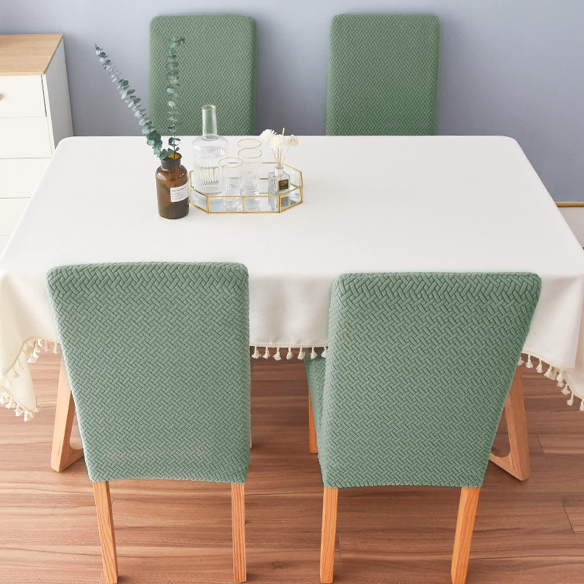 VIKAUL VIKAUL Set of 4 Chair Seat Cover Stretch Jacquard Chair Slipcover Washable Removable Chair Protector Dining Chair Covers for Dining Room Kitchen Banquet Hotel,Green