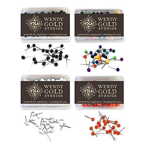 Wendy Gold Studios Custom Push Pin Globe Ivory with Pins for Tracking World Travels