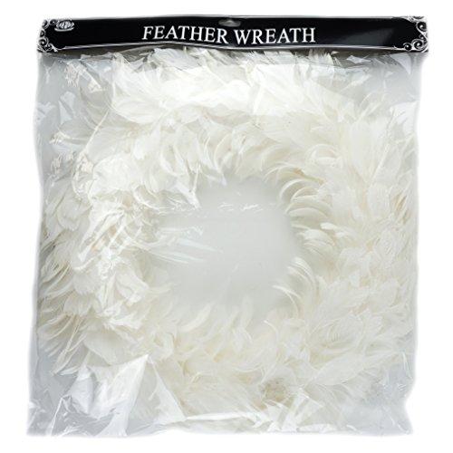 ZUCKER ZUCKER White Goose Feather Christmas Wreath - 24\" Shiny Farmhouse Autumn or Fall Dcor