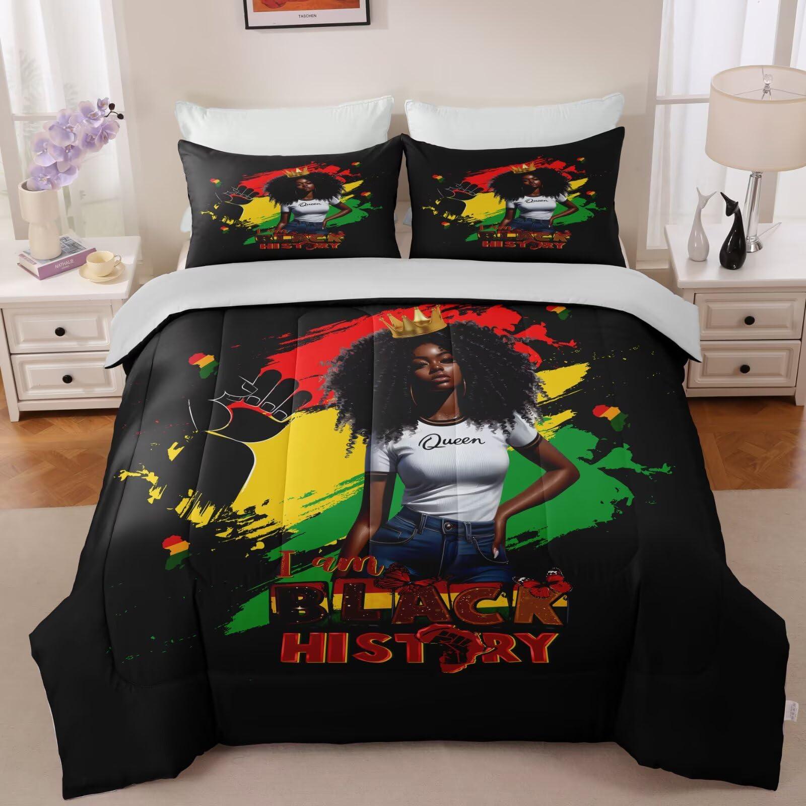 GRAT TIOC GRAT TIOC Black Girl Comforter Sets Full,Black Girl Magic Bedding Set,African American Girl Comforter Set for Kids Afro Melanin Bedroom Bed Set