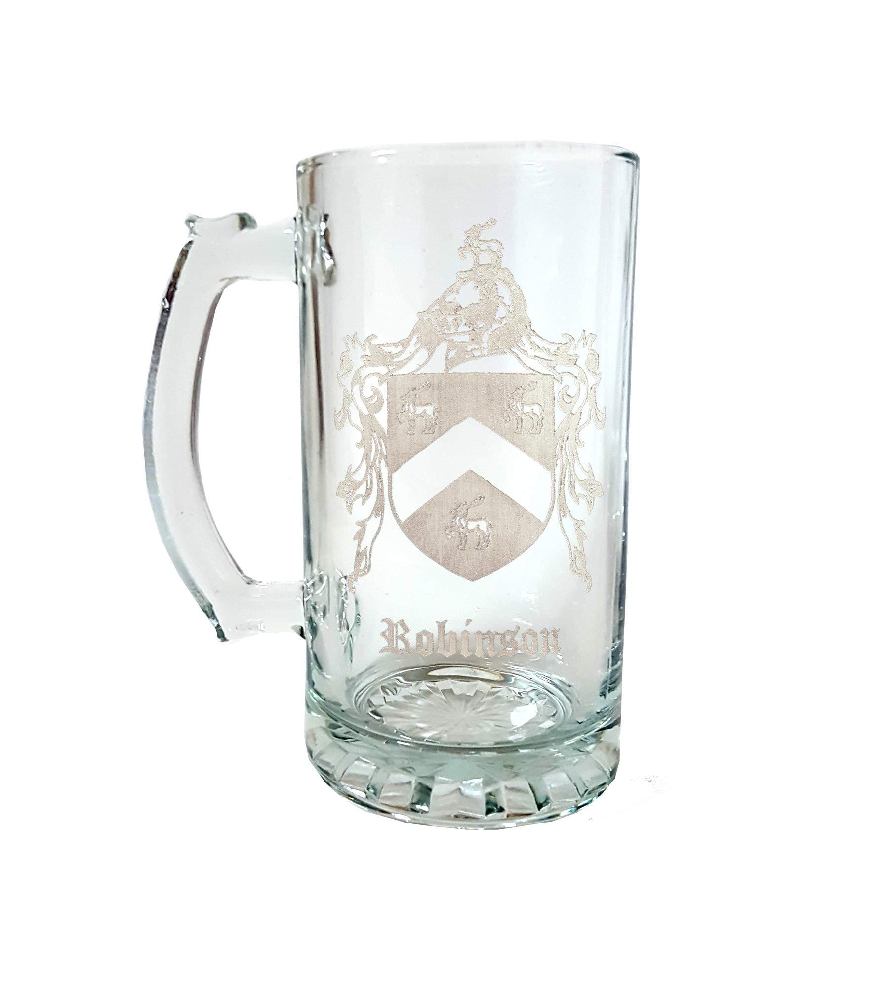 Generic Robinson English Family Coat of Arms 27oz Beer Stein Set of 4: Free Shipping & Personalized Engraving
