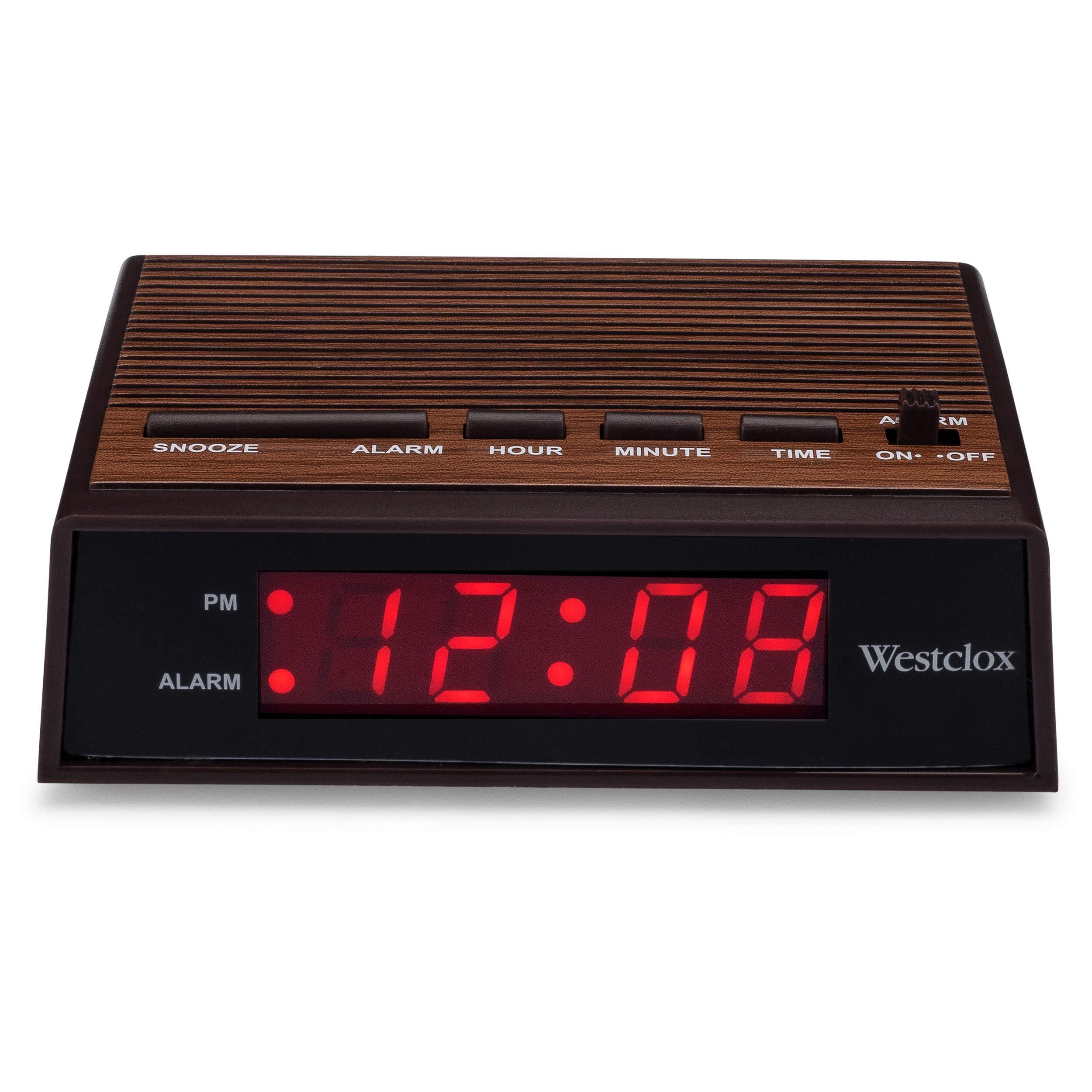 Westclox Westclox Retro Wood Style Easy To Read Super Bright Small Night Table Ascending Alarm Clock 22690.
