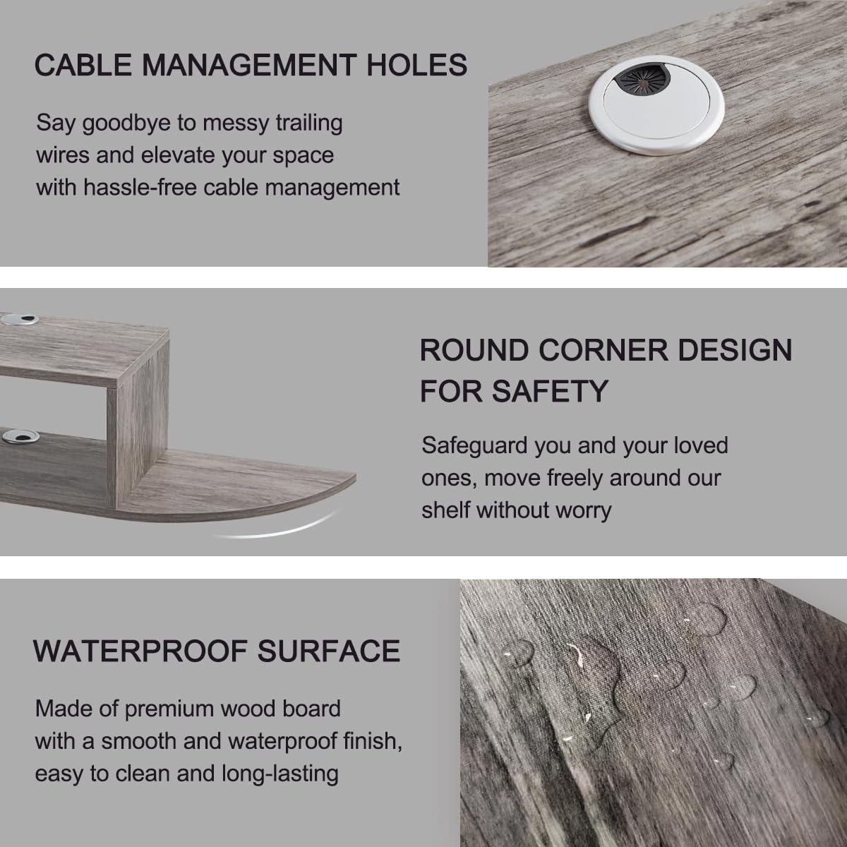 GHC Floating TV Stand, Wall Mounted Entertainment Center and Cabinet Shelf, TV Console with Storage, Media Console for DVD Player, Space-Saving Under TV Shelf for Bedroom, Living Room (Grey)