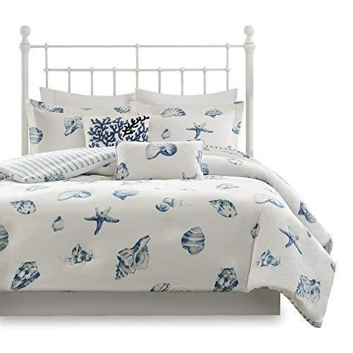 Harbor House Harbor House 100% Cotton Duvet Cover, Seashells Duvet Cover Set – Light Weight Bed Comforter Covers, Beach House Blue Ivory Full/Queen (90"x90") 3 Piece