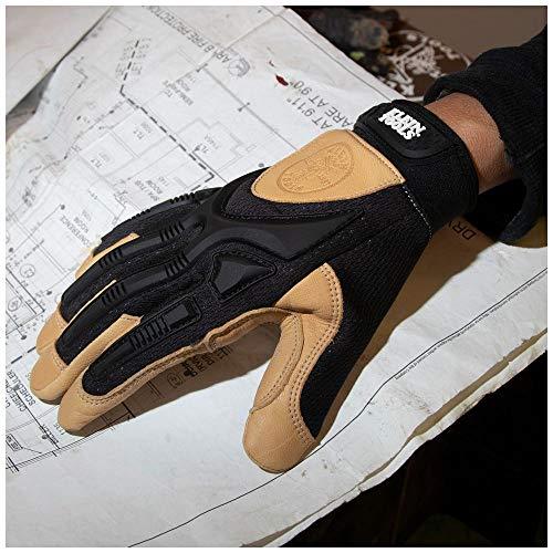 Klein Tools Klein Tools 60188 Work Gloves, Professional Grade Leather Gloves with Knuckle and Finger Protection, Thumb Reinforcement, Mesh Back, Large