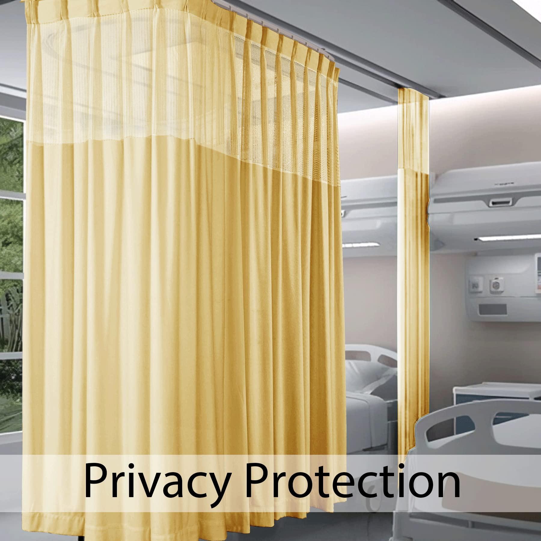 Fcosie Fcosie Room Divider Privacy Cubicle Curtain Hospital Curtain Pinch Pleated Top for Hospital Medical Clinic Basement Space Divider Curtains - Hooks Included - 1 Panel - 10ft Wide x 7ft Long - Orange