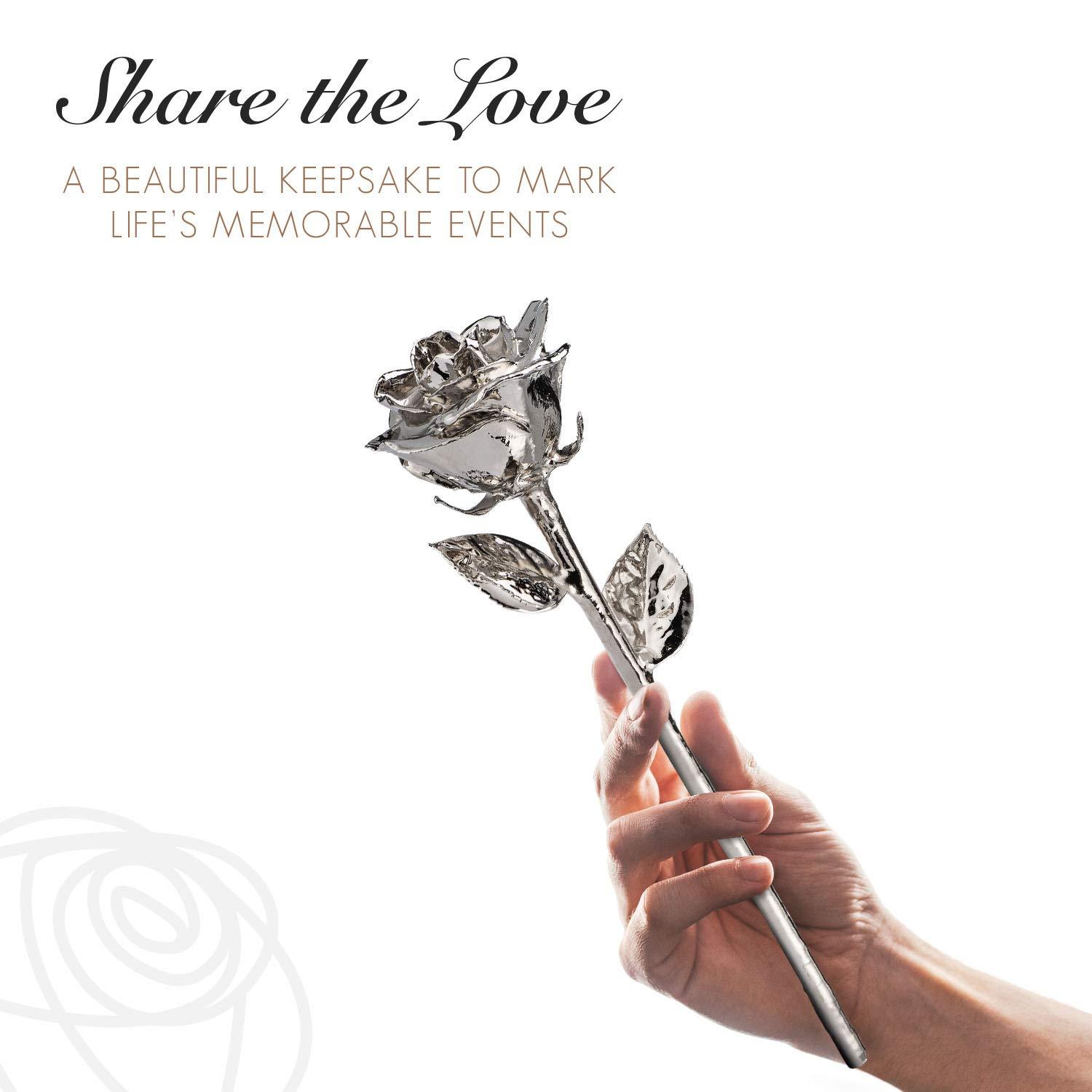 Forever Rose Forever Rose Real Platinum Rose, Genuine, One of A Kind, Hand Dipped & Everlasting Platinum Dipped Real Rose, Beautiful Forever Flower, Ideal Anniversary, and Romantic Valentine\'s Day Gifts for Women