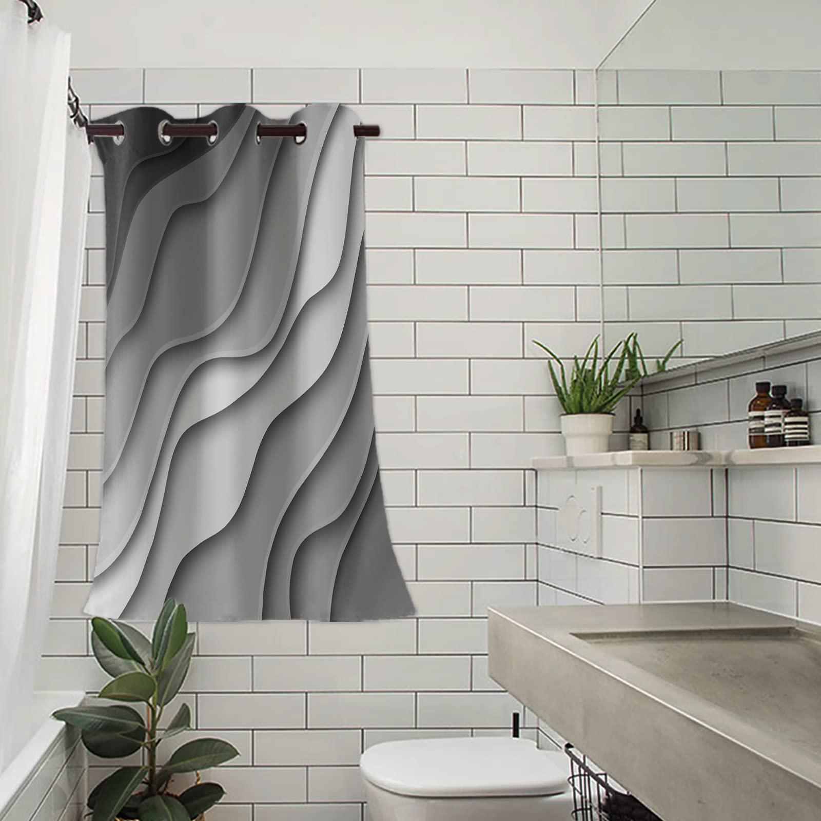 Futuregrace Black Grey Ombre Blackout Curtains 90 inches Long for Living Room Bedroom,Modern Geometric Abstract Room Darkening Window Drapes Grommet Thermal Insulated Waves Beach Curtain for Sliding Door Decor