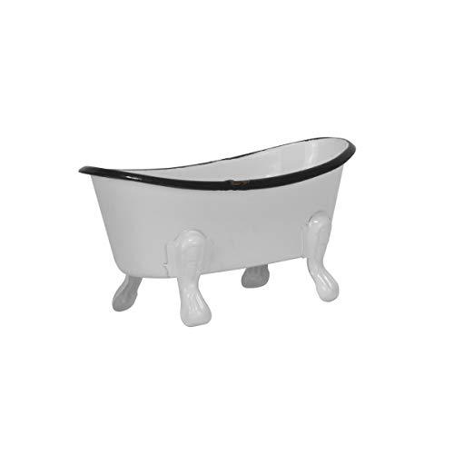 Foreside Home and Garden Foreside Home & Garden Black Rim White Enamel Bathtub Soap Dish