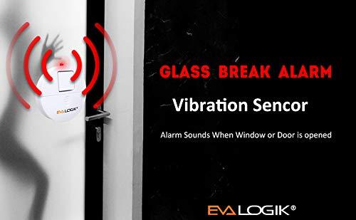 EVA LOGIK EVA LOGIK Modern Ultra-Thin Window Alarm with Loud 120dB Alarm and Vibration Sensors Compatible with Virtually Any Window, Glass Break Alarm Perfect for Home, Office, Dorm Room- 8 Pack