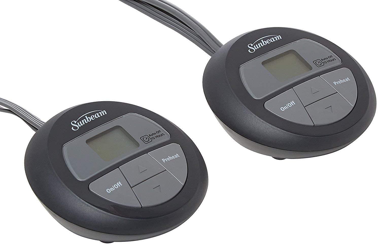 Sunbeam Sunbeam Queen Microplush Electric Heated Blanket with 10 Heat Settings, Preheat Feature, 2 Personalized Controllers, UL Certified (Gray)