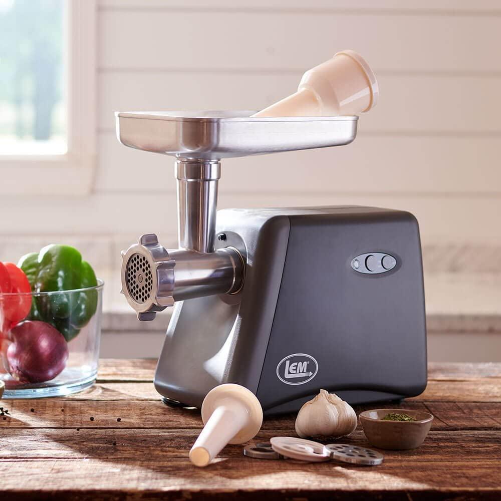 LEM LEM Products #8 Countertop Meat Grinder, 575 Watt Aluminum Electric Meat Grinder Machine, Ideal for Occasional Use,Silver