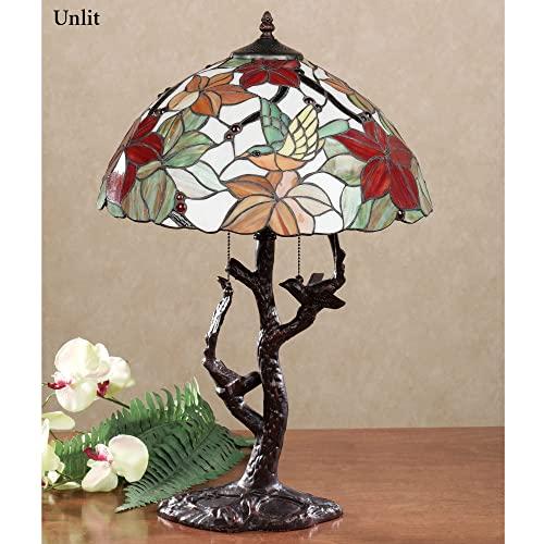 Touch of Class Touch of Class Tropical Passion Stained Glass Table Lamp - Multi Pastel - Handcrafted - Tiffany Style Decor - Tropics Desk Accent - Antique Flower Lamps for Bedroom, Living Room, Foyer
