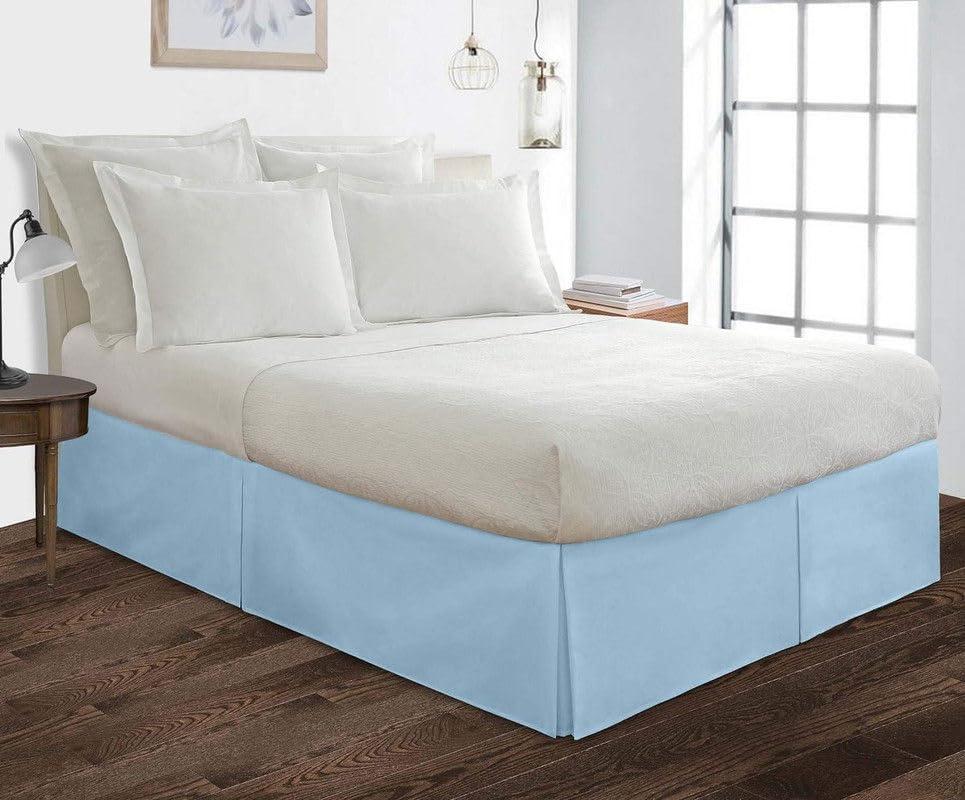 British-Linen British-Linen King (78 x 80) Inch Pleated Bed Skirt - Bed Frame & Box Spring Cover - 10 Inch Tailored Drop, 100% Microfiber Pleated Dust Ruffle - Easy Fit & Wrinkle Free - Light Blue Solid.
