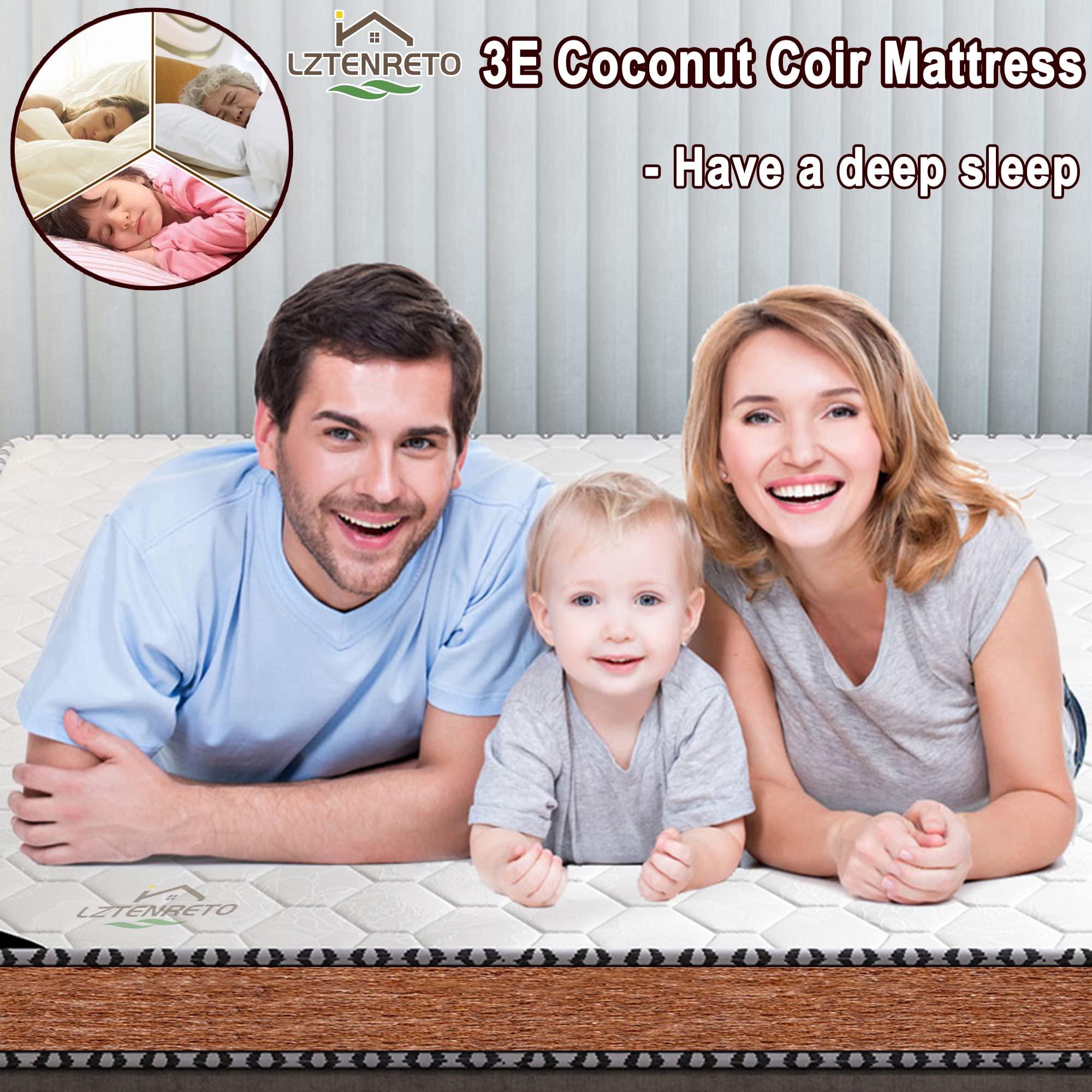 LZTENRETO LZTENRETO Firm Coconut Palm Mattress Organic Coconut Coir Mattress Quiet Coir Mattress Pad Thick Coir Mattress 6cm 9cm 11cm Spine Friendly (White-B,California King 6cm)